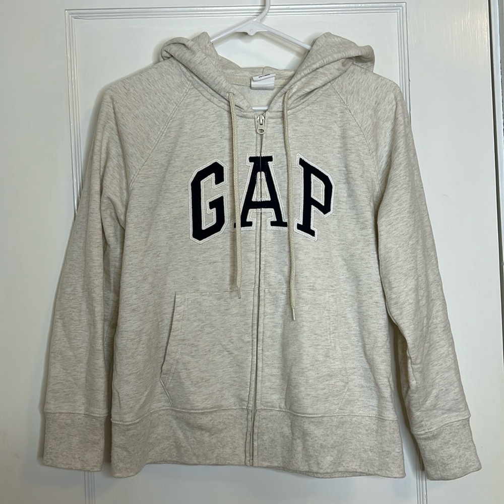 GAP Women’s Grey Zip Up with Navy Lettering